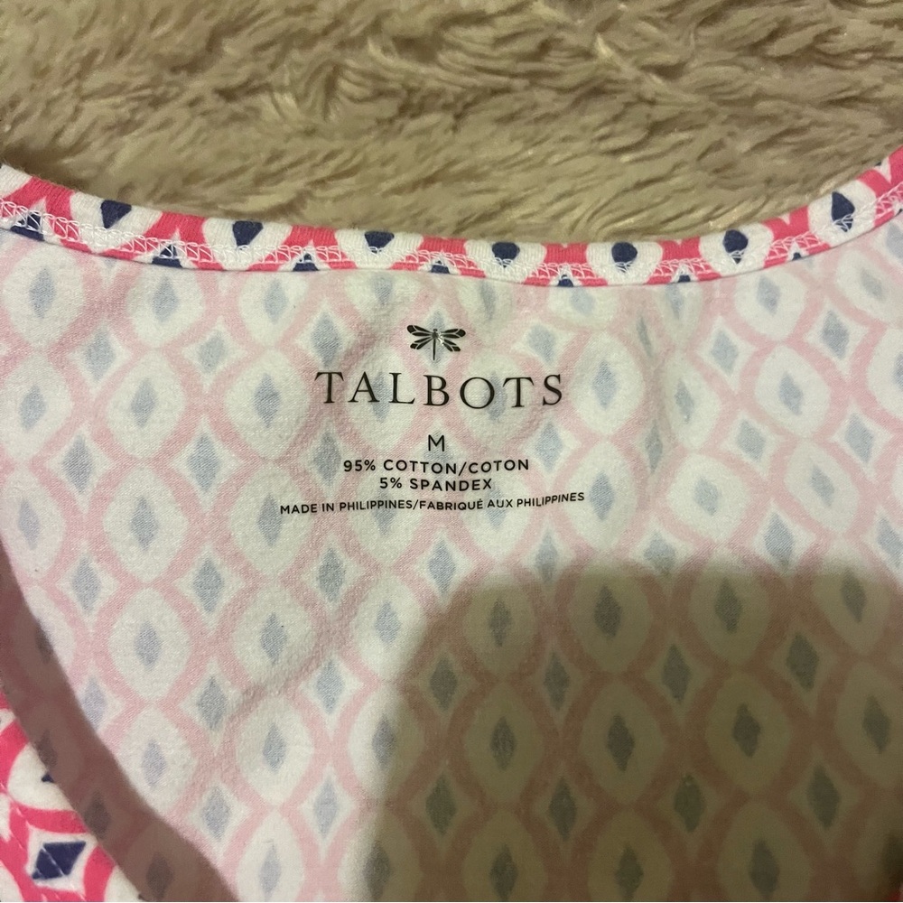 Talbots Geometric Patterned Pink White Women's To… - image 6